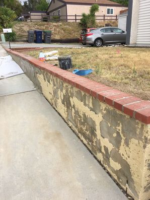 Before, During & After 
Stucco Wall and Brick Repair in Canyon Country, CA (1)